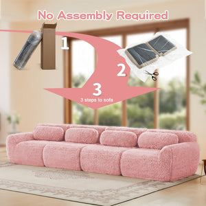 English Elm 149'' Plush Modular Cloud Sofa Boneless Ergonomic Design for Home Theater Lounge Pink W714S01562