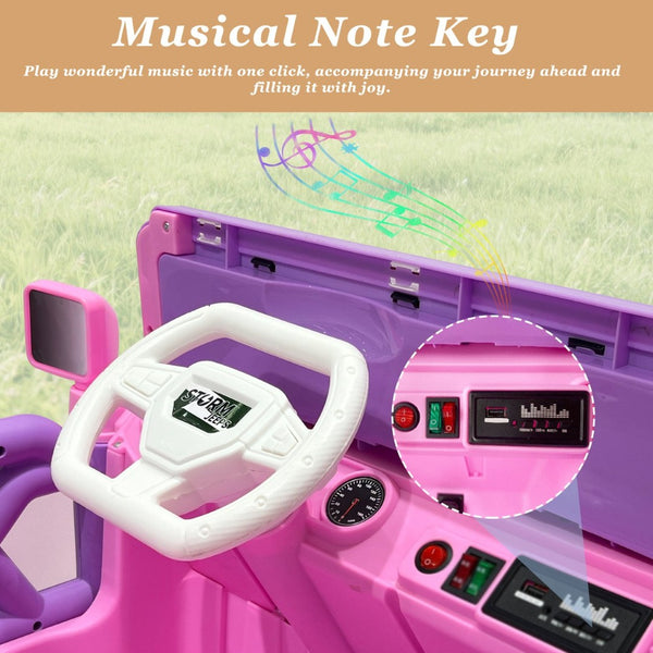 English Elm 24v Two Seat Kids Ride on Car with 4wd Motor Remote Control and Led Lights Pink W509P378207