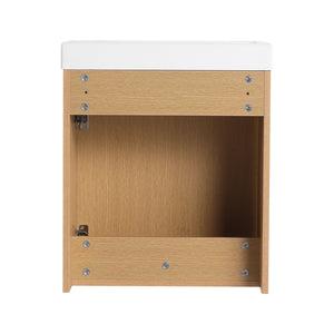 English Elm 18.5" Stylish Wall-Mounted Bathroom Vanity With Durable Resin Sink, Soft-Close Door, Space-Saving Design W1972P362138
