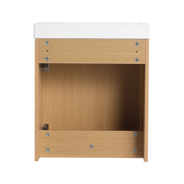 English Elm 18.5" Stylish Wall-Mounted Bathroom Vanity With Durable Resin Sink, Soft-Close Door, Space-Saving Design W1972P362138