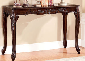 English Elm Transitional 48" Sofa Table with Cabriole Legs, Parquet Top & Resin Details in Cherry Finish B011P356870