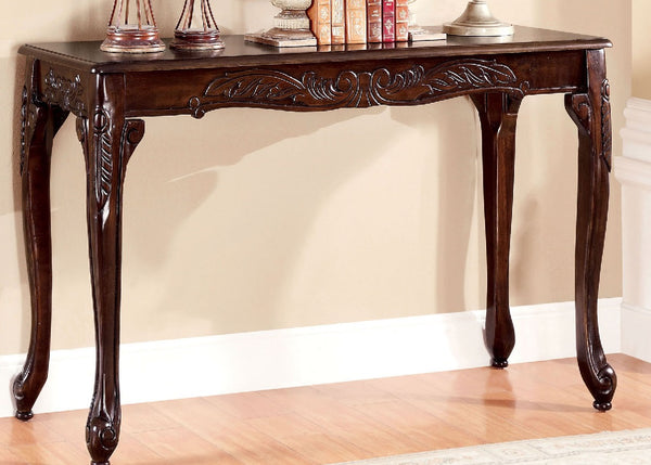 English Elm Transitional 48" Sofa Table with Cabriole Legs, Parquet Top & Resin Details in Cherry Finish B011P356870