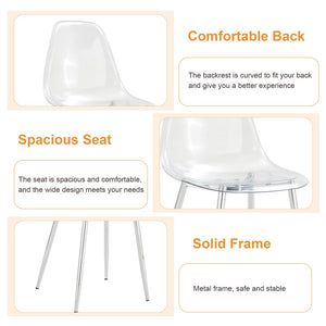 English Elm Table and Chair Set Marble Glass Top Six Transparent Seats Silver Legs Dining W1151S04649