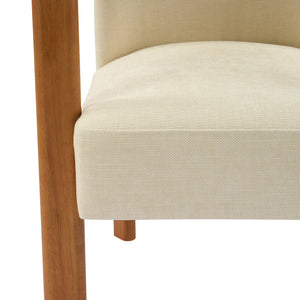 English Elm Christopher Knight Home® - Upholstered Modern Fabric Armchair with Walnut Rubber Wood Frame, Wide Seat & Supportive Arms, KD Assembly Beige,Walnut N768P305170W