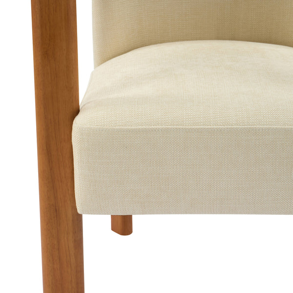 English Elm Christopher Knight Home® - Upholstered Modern Fabric Armchair with Walnut Rubber Wood Frame, Wide Seat & Supportive Arms, KD Assembly Beige,Walnut N768P305170W
