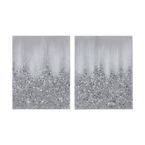 Madison Park Silver Glimmer Glam/Luxury Heavily Embellished 2-piece Canvas Wall Art Set MP95C-0268 Silver