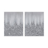 Madison Park Silver Glimmer Glam/Luxury Heavily Embellished 2-piece Canvas Wall Art Set MP95C-0268 Silver