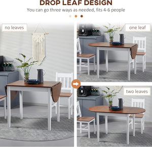 English Elm DFW Solid Wood Folding Dining Table with Drop Leaves, Space-Saving Pine Expandable Table, Brown+White W2301P300994