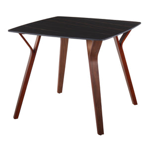 English Elm Dinette Square Marble Top Table with Walnut Bentwood Legs Seats Four Apartments B202P471542