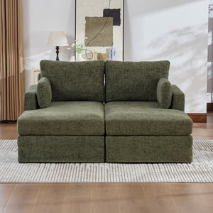 English Elm 63.39" Convertible Chenille Sofa Bed with Pocketed Springs for Compact Living Spaces W3189S00012