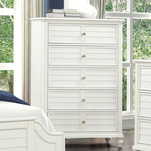 English Elm Coastal Antique White Transitional Chest 38"W x 54"H — Dovetail Drawers, Ball-Bearing Glides, Elegant Beach Style B2741P370382