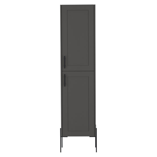English Elm Linen Cabinet Hopewell Matte Gray - Spacious Engineered Wood Bath Storage, Metal Handles & Legs, Durable Design B092P238716