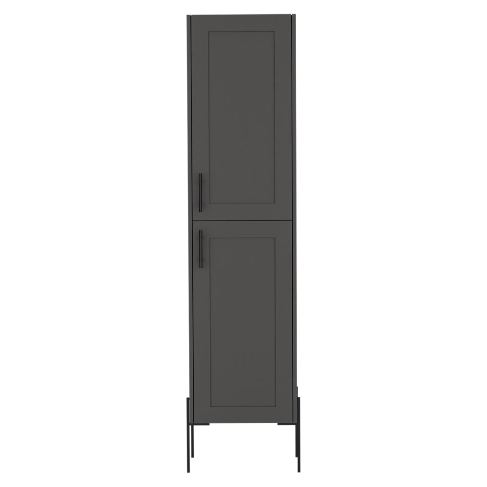 English Elm Linen Cabinet Hopewell Matte Gray - Spacious Engineered Wood Storage, Metal Legs & Handles, Durable Elegance B092P238716