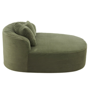 English Elm Modern Chaise Lounge Sofa oversized corduroy chaise with high-density foam, spring support & pillows Green N719P329129F