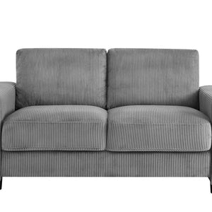 English Elm Modern Minimalist 2-Seater Corduroy Sofa with Black Legs, Wrinkle-Resistant Comfort & Durability Grey B347P401111