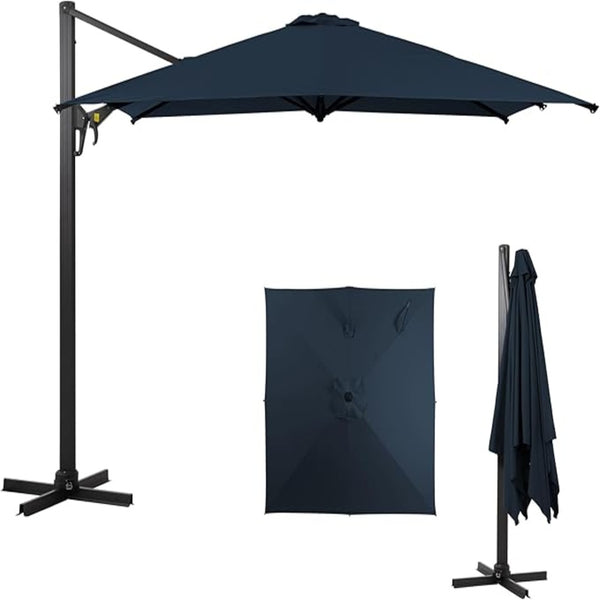 English Elm 10 Ft Square Cantilever Patio Umbrella Upf 50 Plus Polyester Canopy 360 Rotation B082P454954