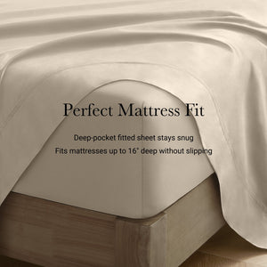 English Elm 4 Pieces Cal King Sateen Sheet Set - Luxurious 100% Egyptian Cotton For Silky Smooth Comfort B035P381334