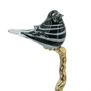 English Elm Aluminum Candle Holder With Elegant Black Bird Figurine And Marble Stand For Stylish Home Décor W2078P172361