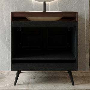 English Elm Contemporary Freestanding Bathroom Vanity Sintered Stone Top Ceramic Sink Storage Cabinet W3136S00060