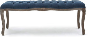 English Elm Christopher Knight Home® - BENCH Velvet Tufted Diamond-Stitch Upholstered Entry Bench with Carved Traditional Frame, 47.5" Navy Blue 64430.00NBLU
