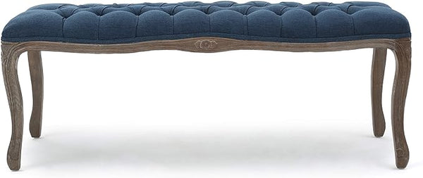 English Elm Christopher Knight Home® - BENCH Velvet Tufted Diamond-Stitch Upholstered Entry Bench with Carved Traditional Frame, 47.5" Navy Blue 64430.00NBLU