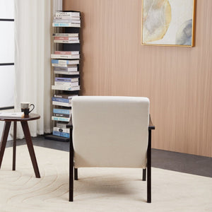 English Elm Medieval-inspired High Back Upholstered Armchair with Solid Wood Legs for Reading Nooks Ancient White W2989P382765