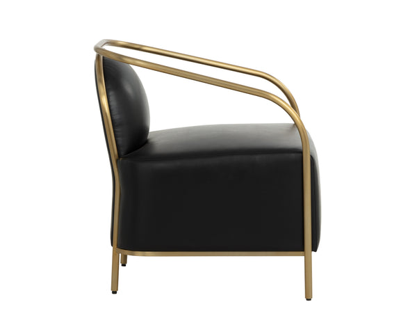 Sunpan Cicero Lounge Chair - Elegant Cantina Black Faux Leather With Sleek Gold Stainless Steel Frame Black Bonded Leather 111330