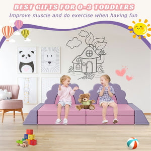 English Elm 10pcs Modular Foam Climbing Play Set Toddler Crawl Sofa Blocks with Pu Leather Cover N739P170354A