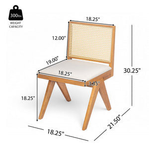 English Elm Christopher Knight Home® - Chandigarh Dining Room Chairs - Set Of 2, Natural Cane & Beige Cushions For Farmhouse Charm & Comfort N768P241398N