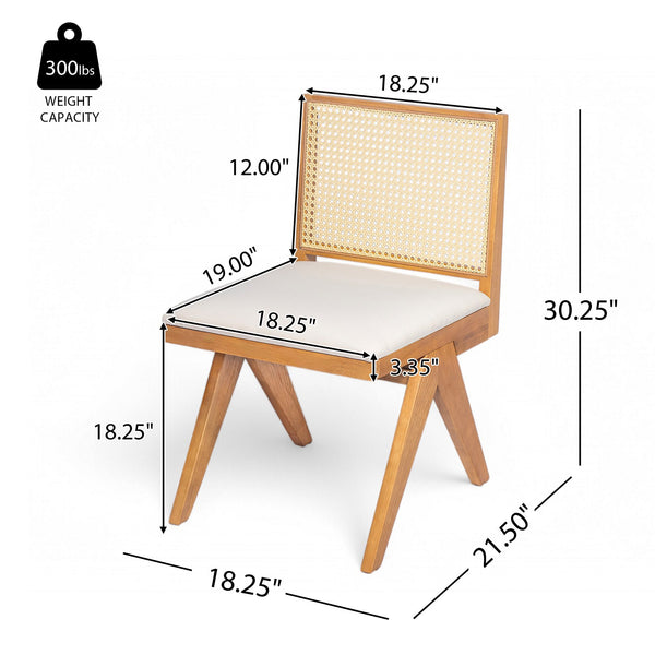 English Elm Christopher Knight Home® - Chandigarh Dining Room Chairs - Set Of 2, Natural Cane & Beige Cushions For Farmhouse Charm & Comfort N768P241398N