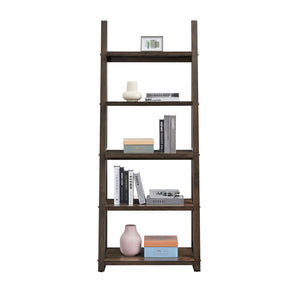 English Elm 5-Tier Shelves,Bookshelf, Storage Rack, Bookcase With Rubber Wood Frame, Ladder Shelf For Living Room, Home Office, Kitchen, Bedroom, Apartment ,Rustic Brown