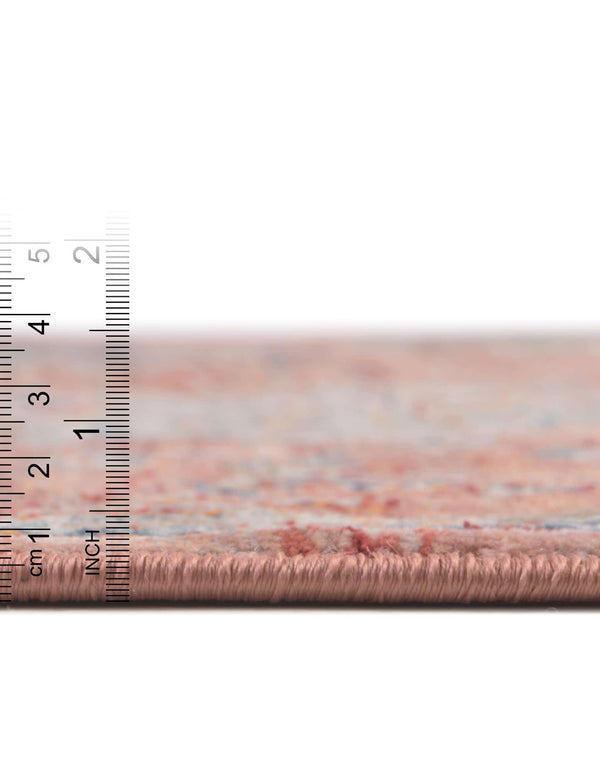 Unique Loom Newport Elms Machine Made Medallion Rug Red, Ivory/Light Blue/Terracotta/Rust Red 7' 1" x 7' 1"