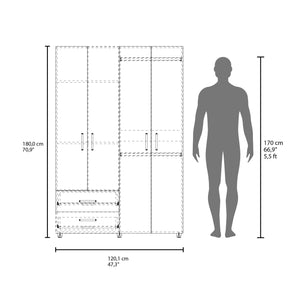 English Elm Ankora Walnut 4-Door Armoire with 2 Drawers & Dual Hanging Rods — Spacious Concealed Storage Cabinet B200S00451