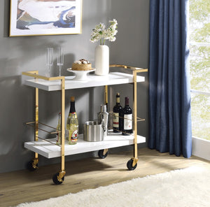 OSP Home Furnishings Alios Serving Cart White/Gold