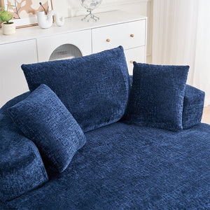 English Elm Round Swivel Barrel Chair Plush Chenille Upholstery Cozy Accent Seat for Any Room Blue W2915P338906
