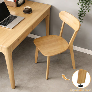 English Elm Solid Natural Wood Mid-century Dining Chairs Curved Back Upholstered Seat Set of 2 W3204P429362