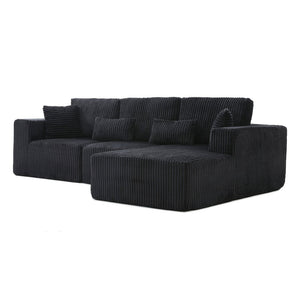 English Elm 109'' Modular L-shape Sectional Deep Seat Corduroy Couch for Living Room Lounge W1117S00304