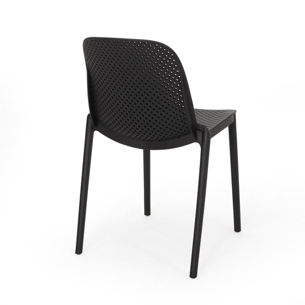 English Elm Christopher Knight Home® - IVY Outdoor Dining Chair with Weather-Resistant Polypropylene, Perforated Modern Design & Durable Frame Black 33.5 L x 23.5 W x 20.3 H 68520.00BLK