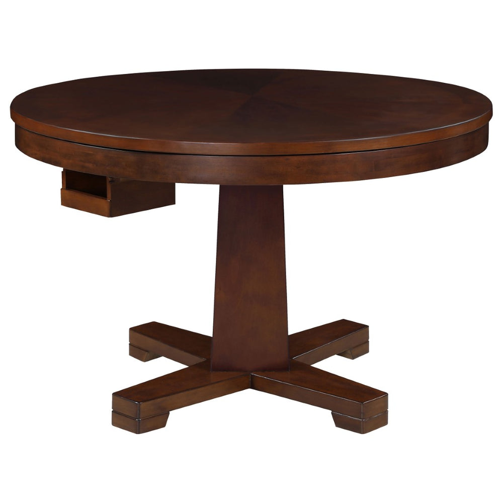 English Elm Calloway Round Convertible Game Dining Table with Tobacco Finish Pedestal Base B062S00790