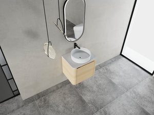 English Elm 24'' Wall-Mounted Bathroom Vanity With Soft-Close Door & Stylish Ceramic Sink For Small Spaces W999S00457