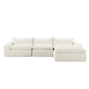 English Elm 116'' Fully Compressed Sofa with Legless Chenille Design, High-Density Comfort, Modular Flexibility and No Assembly Required White N723S9707A