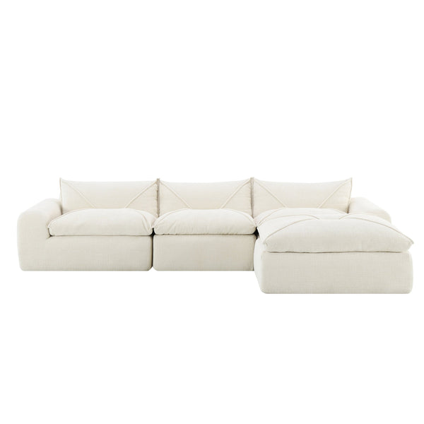 English Elm 116'' Fully Compressed Sofa with Legless Chenille Design, High-Density Comfort, Modular Flexibility and No Assembly Required White N723S9707A