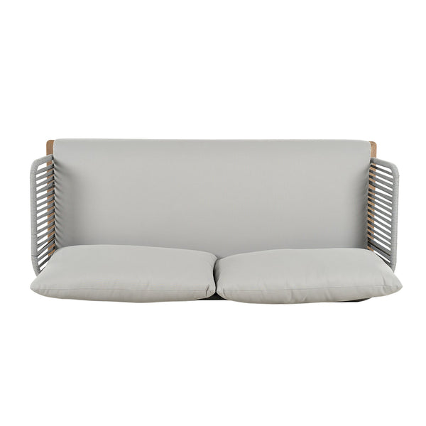 English Elm Christopher Knight Home® - Lucca Hand-Woven Acacia Outdoor Loveseat and Coffee Table Set with Water-Repellent Cushions, Durable Metal Frame Grey,Teak N773P248910G