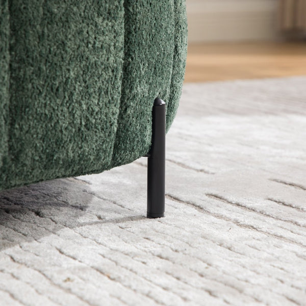 English Elm 31.3"w Chenille Channel Tufted Round Storage Ottoman Sculptural Pumpkin Seat for Any Room Green W3118P439478