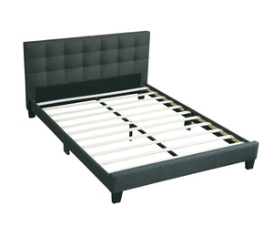 English Elm Modern Upholstered Queen Bed with Tufted Linen-Like Headboard, Slat Support, Contemporary Design Charcoal 67 L x 39 W x 5 H B011P243654