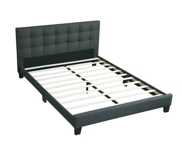 English Elm Modern Upholstered Queen Bed with Tufted Linen-Like Headboard, Slat Support, Contemporary Design Charcoal 67 L x 39 W x 5 H B011P243654