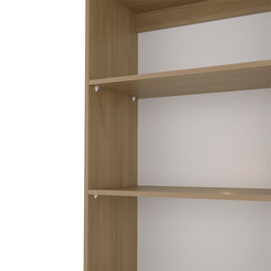 English Elm Verdi Bookcase stylish 4-shelf macadamia & white engineered wood — compact, durable storage solution B092P315585 B092P315585