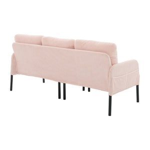 English Elm United We Win Corduroy Loveseat Plush Ergonomic Sofa with Spring Support Metal Legs Pink W1568P410044