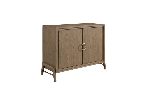 English Elm Two Door Latte Server 46" Light Brown Solid Wood+MDF Buffet Cabinet with Custom Hardware, Modern Finish B2699P238655