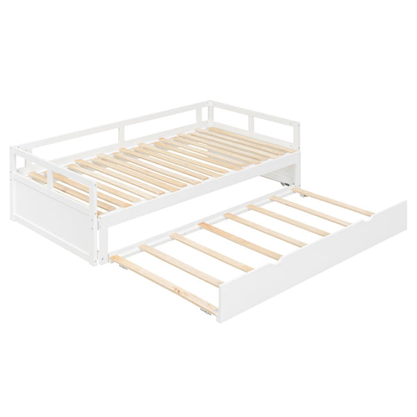 English Elm Extending Twin Daybed with Pull Out Trundle Solid Pine Wood Frame Guest Room N708P336535K